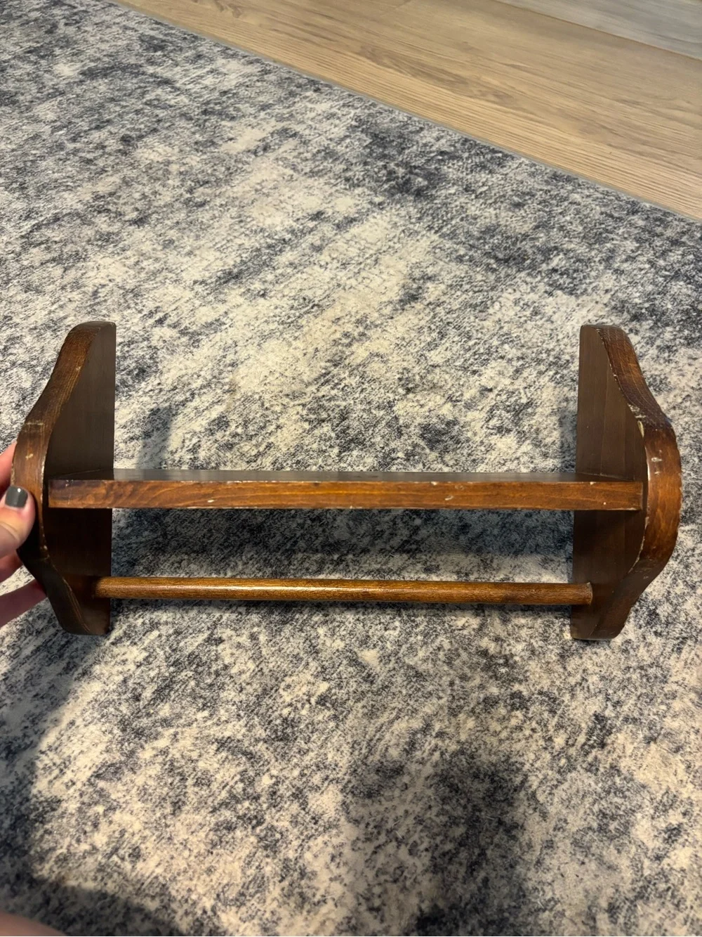 Vintage Classic Mid Century Modern Brown Wooden Wall Shelf Rack Decorative